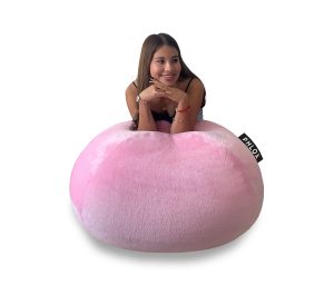 Puff Sillón Suave Individual Phlox Relleno Redondo Polar - Rosa