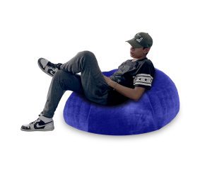 Sillón Puff con Individual Cama Matrimonial 2 en 1 - Azul marino